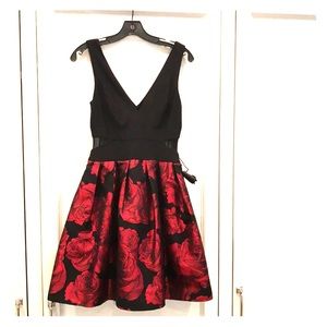 Aqua party dress with sheer mesh insets